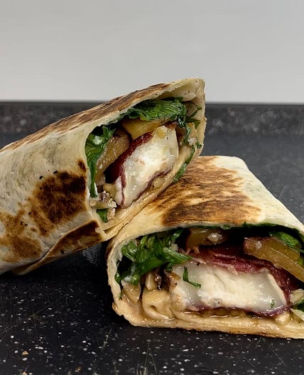 Sweet and salty goat cheese wrap