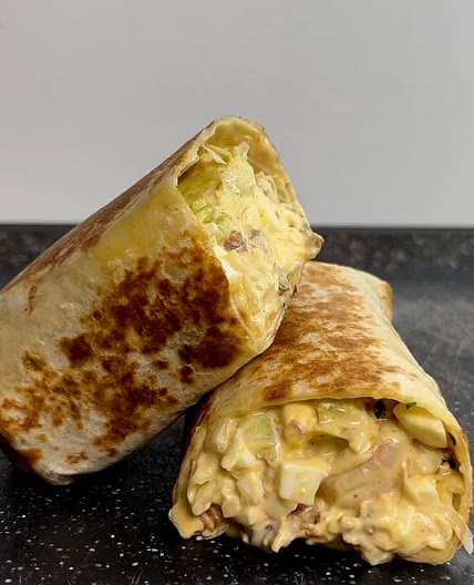 Egg salad shrimp wrap