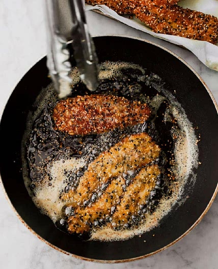 Seeded chicken schnitzel