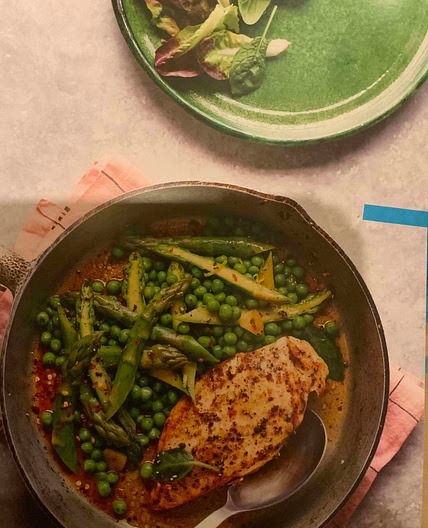 Sage butter chicken with lemony spring greens (pg 50)