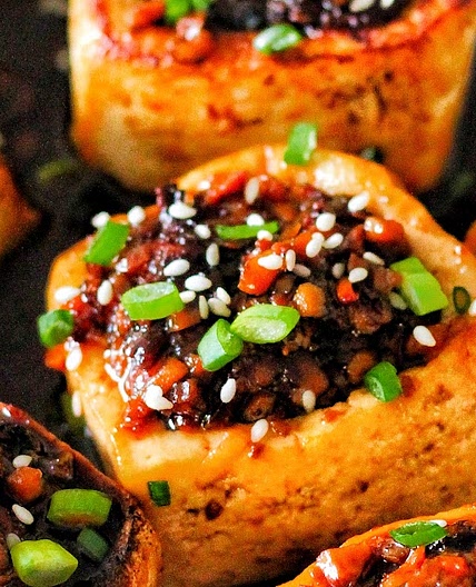 Vegan Stuffed Tofu with Dark Sauce