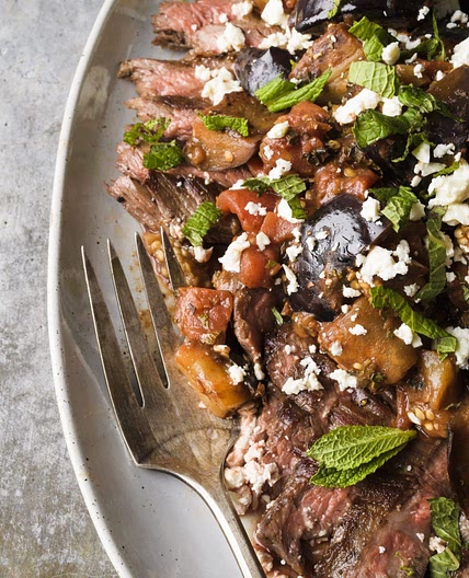 Flank Steak w/ Tomato-Eggplant Ragout