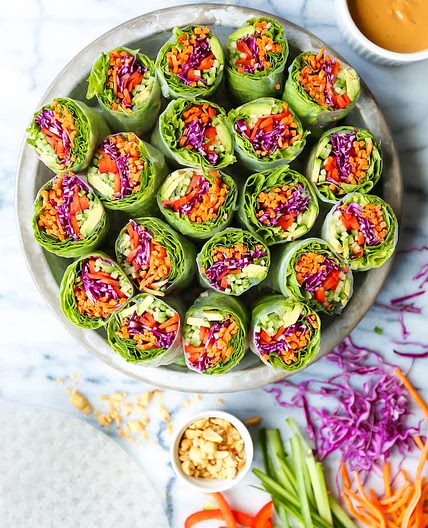 Vegetable Spring Rolls with Peanut Sauce