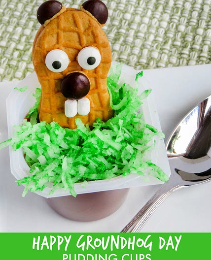 Happy Groundhog Day Pudding Cups