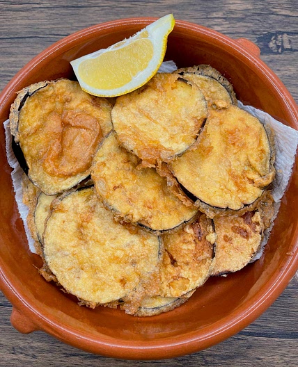 Deep-fried Eggplant with honey and lemon