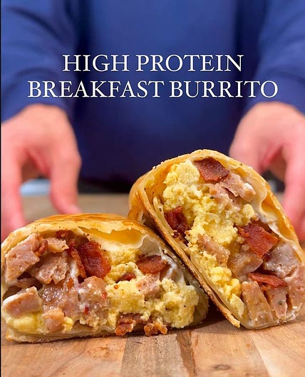 Creamy Sausage &amp; Bacon Breakfast Burritos
