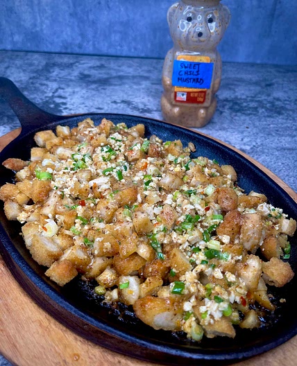 Chicken Nugget Sisig with Sweet Chili Mustard