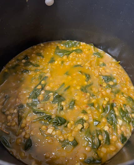 Spicy Lentil & Spinach Soup