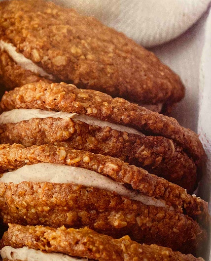 Oatmeal Sandwich Cookies With Spiced Marshmallow Filling