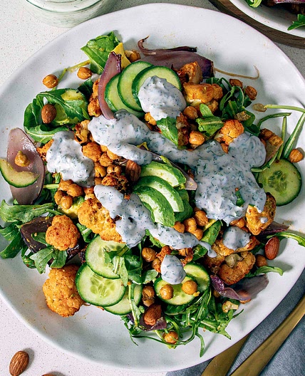 ROASTED CAULIFLOWER SALAD W/ HEALTHY RANCH DRESSING