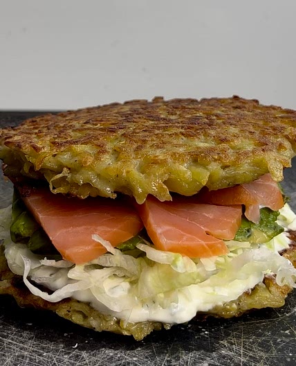 Potato salmon burger