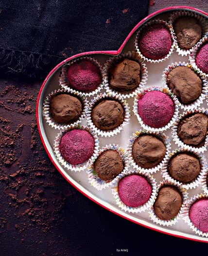 coffee and hibiscus chocolate truffles