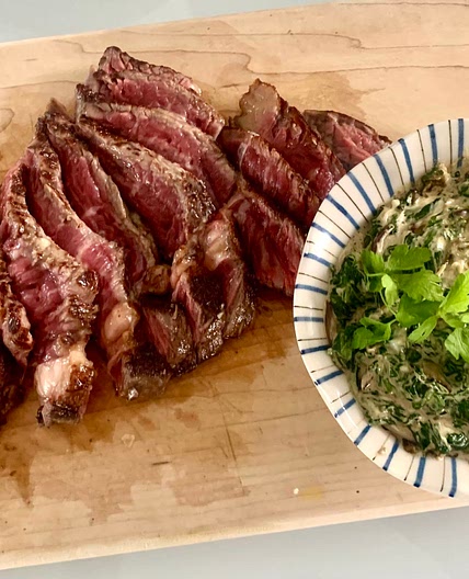 Steak with Cream Spinach