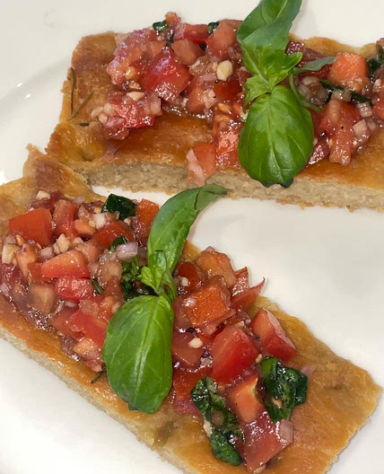 Bruschetta on Homemade Focaccia 