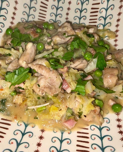 Chicken, Leek, Cabbage and Pancetta Casserole