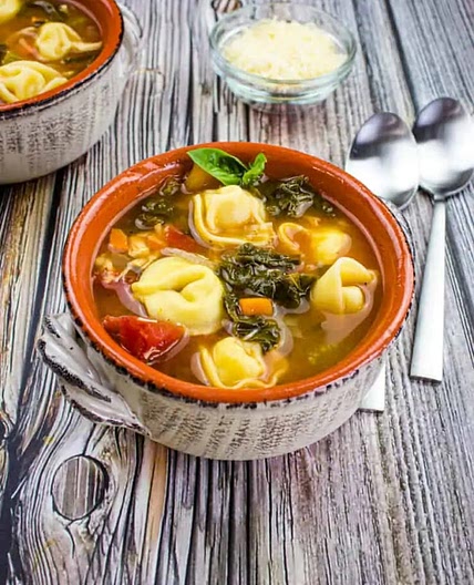 Tortellini Soup with Kale & Chicken