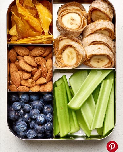 Peanut butter and Banana Pinwheels Bento Box