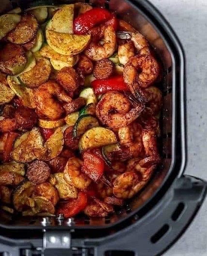 Optavia Air Fryer Cajun Shrimp, Sausage, and Vegetable Medley