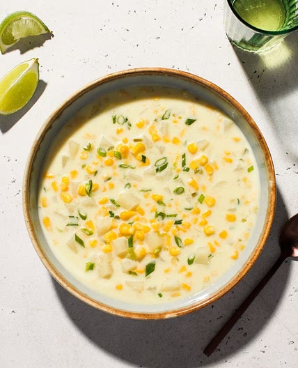 CORN AND COCONUT SOUP WITH GINGER AND SCALLIONS