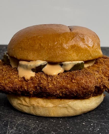 Homemade spicy crispy chicken sandwich