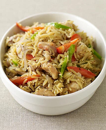 Orzo risotto with chicken thighs