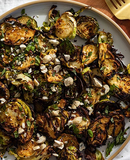 Crispy Air Fried Balsamic Soy Brussels Sprouts