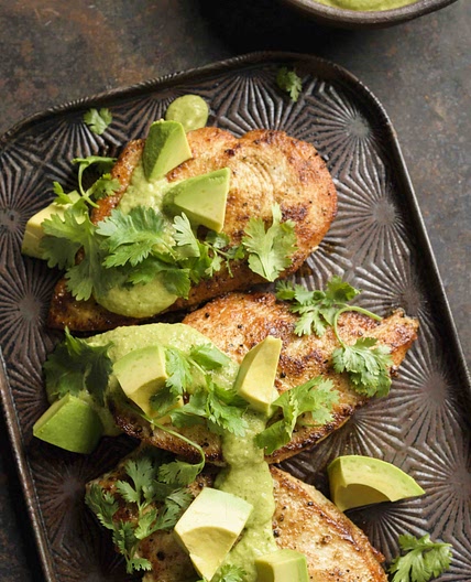 Cutlets w/ Avocado-Poblano Sauce