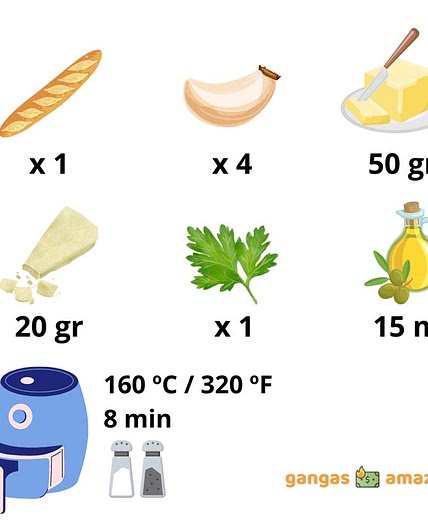 Pan de Ajo para Freidora sin Aceite