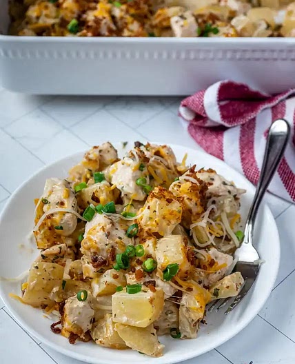 LOADED POTATO RANCH CHICKEN CASSEROLE