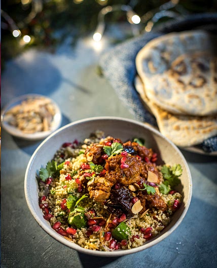 Festive Chicken Tagine with Jewelled Herby CousCous