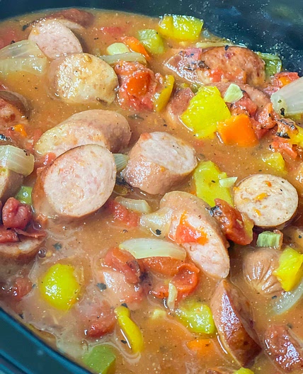 Crockpot kielbasa and peppers 