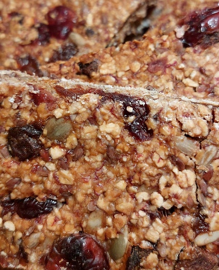Energy bar - Banana, oatmeal, dried apricots and cranberries.