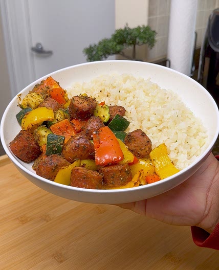 Air Fryer Chicken Sausage & Peppers