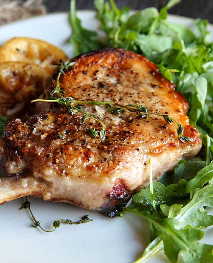 Pork Chops with Warm Lemon Vinaigrette