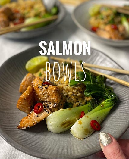 Salmon &amp; Egg Fried Rice Bowls