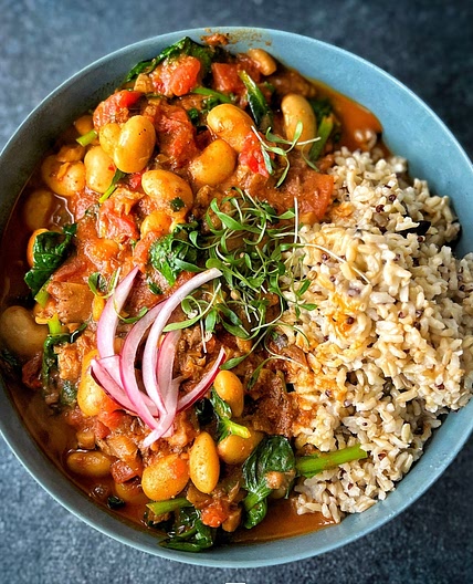 5 Mins Spinach, Mushroom and Butterbean curry