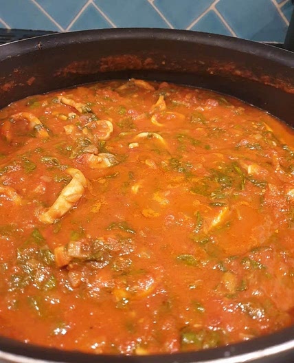 Squid Stew with Spinach and Chilli