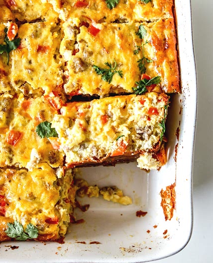 Cheesy Pepper Sausage Keto Breakfast Casserole (only 15 min to prep!!)