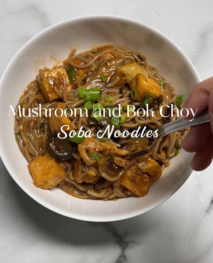 Mushroom and Bok Choy Soba Noodles, Healthy!