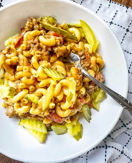 One Pot Bacon Cheeseburger Pasta