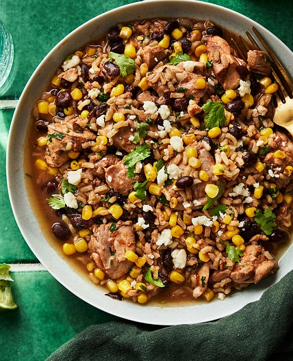 Slow-Cooker Chicken & Brown Rice with Roasted Corn & Black Beans
