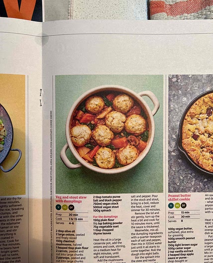 Vegan stout stew with dumplings