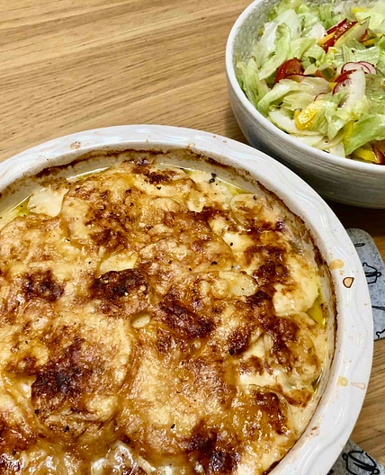 61. Kartoffelgratin with Gemischter Salat