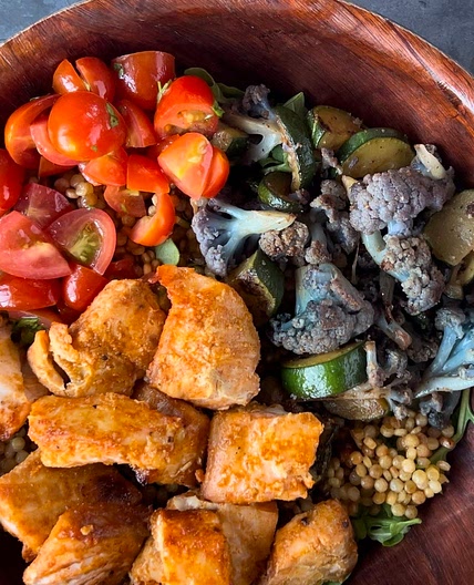 Air Fryer Mediterranean Salmon Bowl 