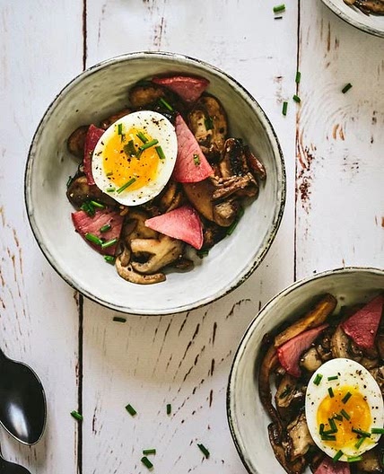 Champignon oeuf tofu fumé