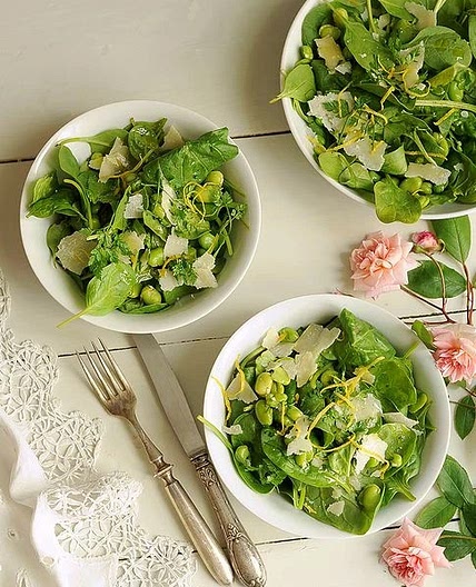 Salade epinard feves