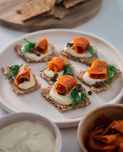 CREAM CHEESE CARROT LOX CANAPÉS