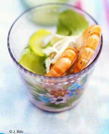 Crevette ramoulade de radis noir et pousse