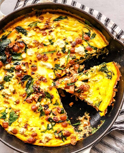 Spicy Chickpea Spinach Feta Frittata