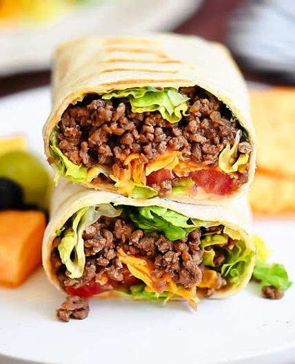 Grilled meat tortilla with cheese